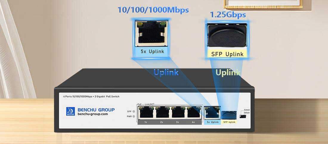 4 Ports Gigabit poe switch with 1giagbit RJ45 and 1SFP 