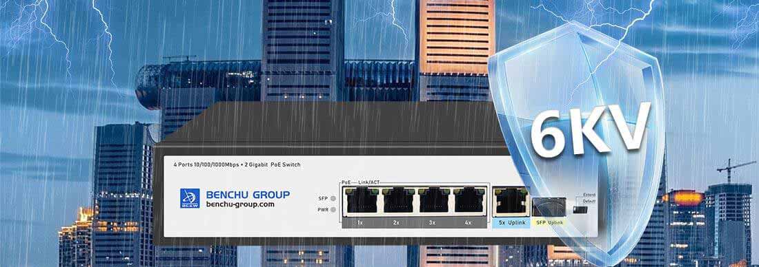 4 ports gigabit poe switch unmanaged 6KV Lightning protection