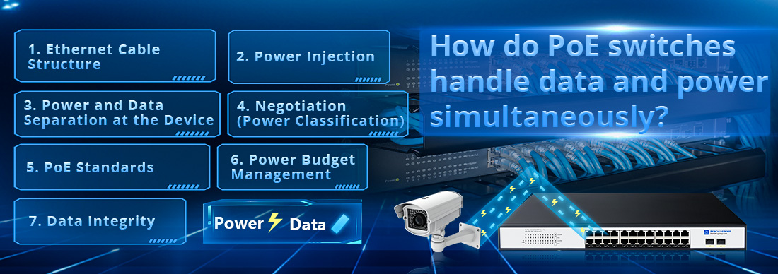 How do PoE switches handle data and power simultaneously