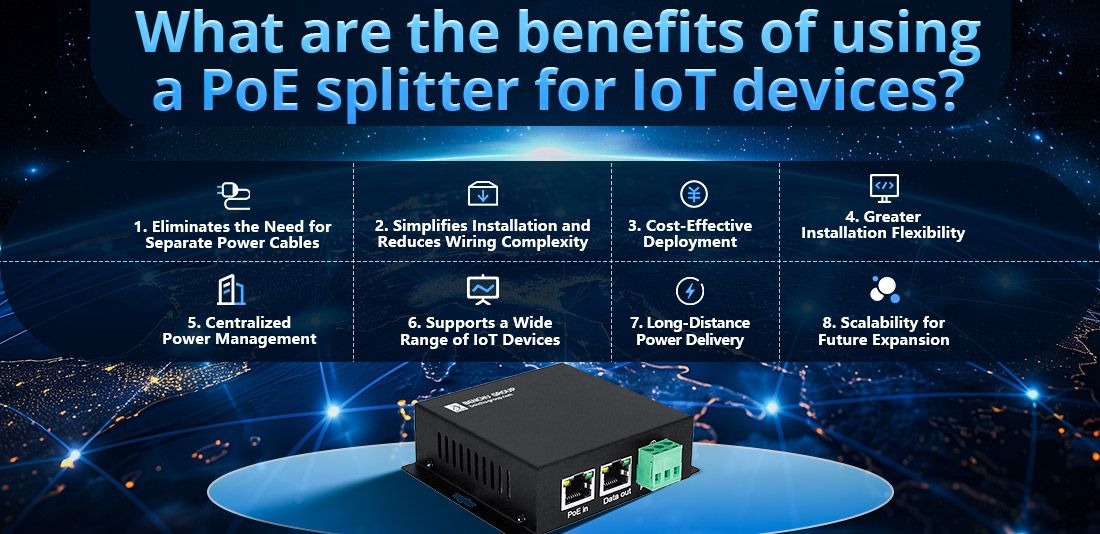 What are the benefits of using a PoE splitter for IoT devices