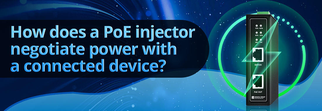 How does a PoE injector negotiate power with a connected device