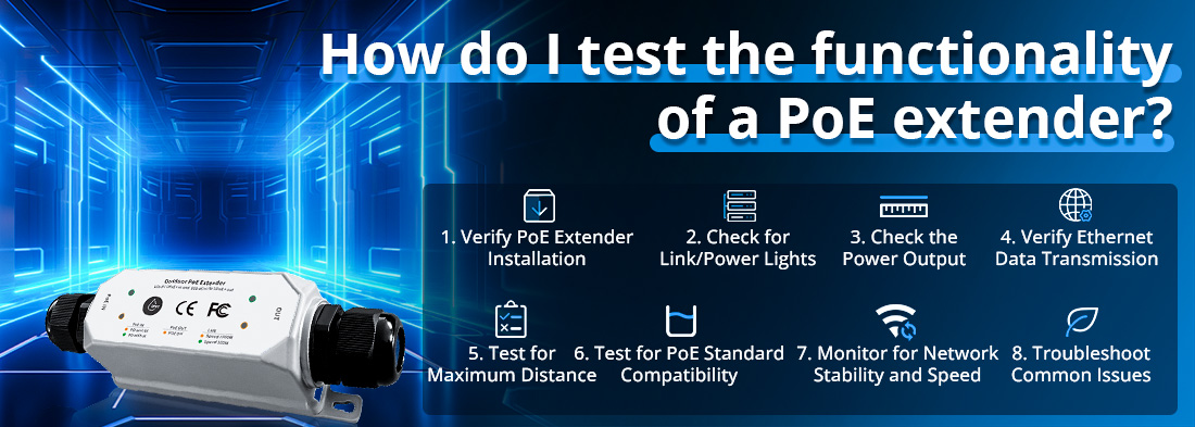 How do I test the functionality of a PoE extender