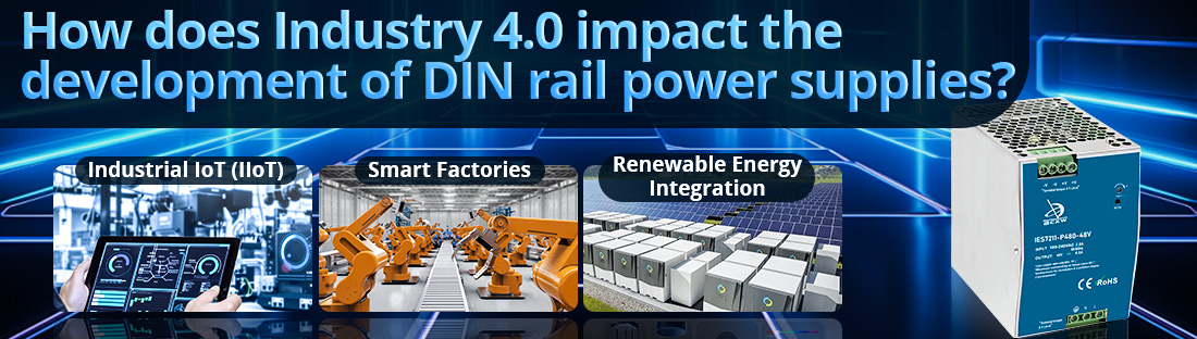 How does Industry 4.0 impact the development of DIN rail power supplies