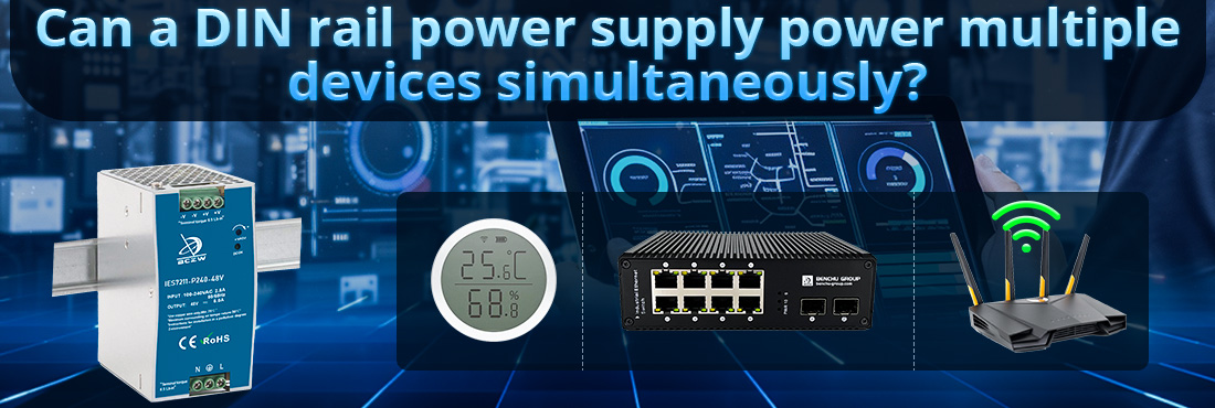 Can a DIN rail power supply power multiple devices simultaneously