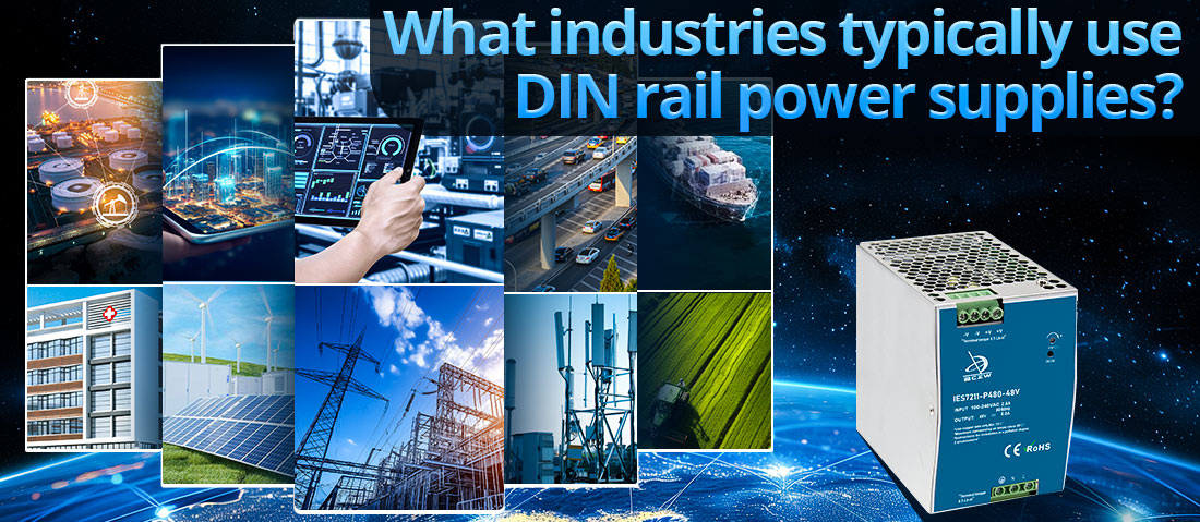 What industries typically use DIN rail power supplies
