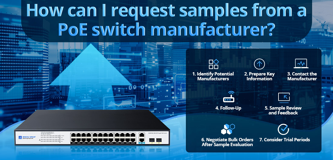 How can I request samples from a PoE switch manufacturer