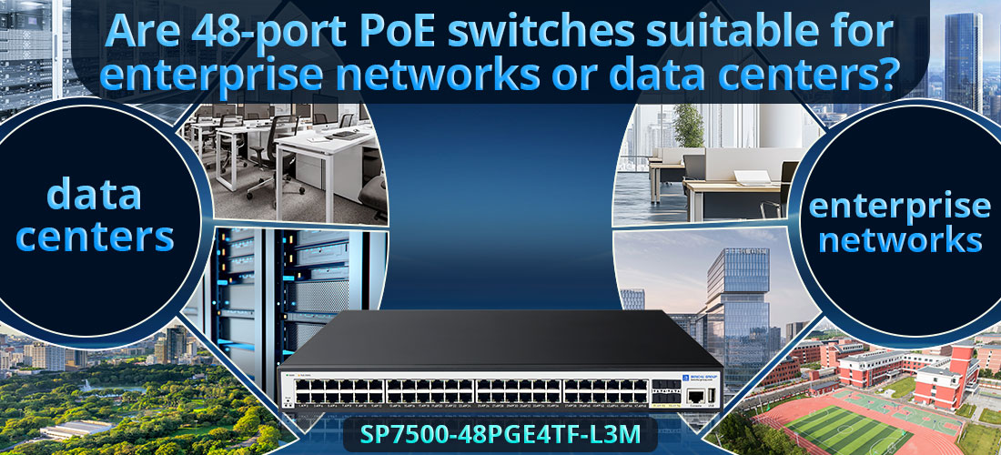 Are 48-port PoE switches suitable for enterprise networks or data centers