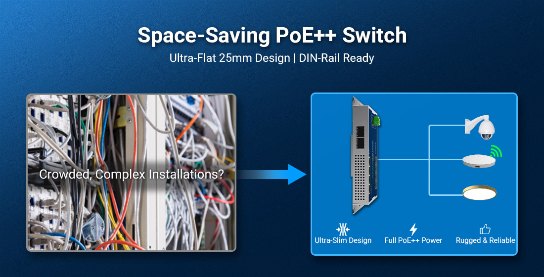 Space-Saving PoE++ Switch: Perfect for Smart Homes & High-Wattage LED Setups
