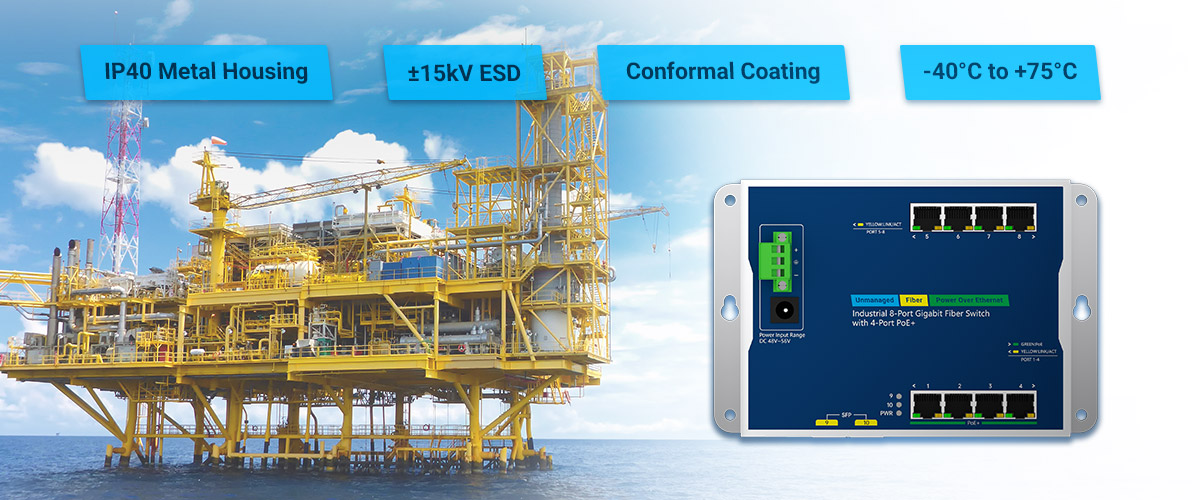 Flat-type Industrial PoE Switch 8 Port