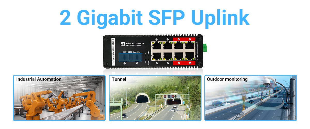 industrial UPoE+ managed switch with 2 gigabit SFP uplink is straightforward and efficient