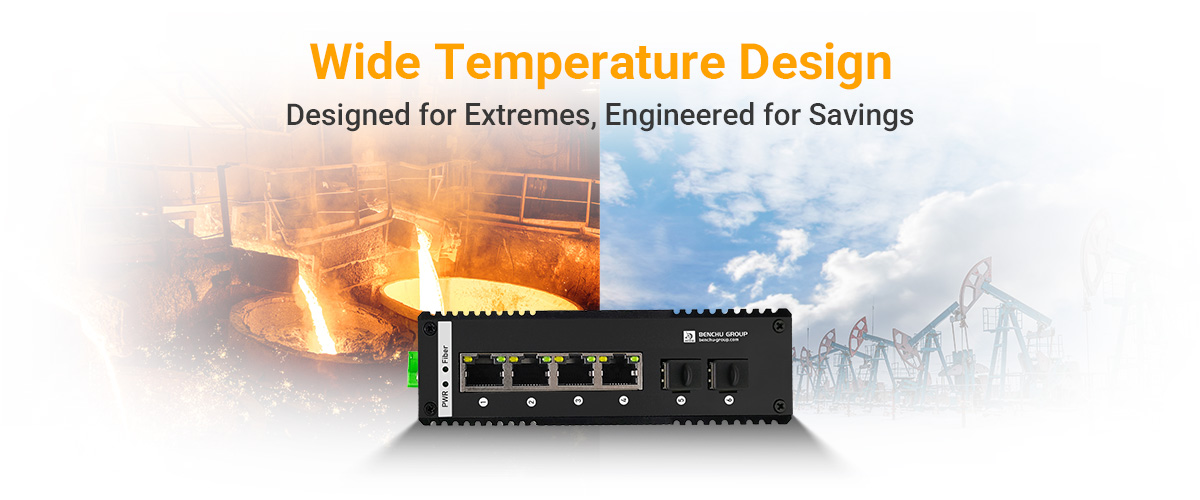 4 Ports gigabit industrial Gigabit PoE switch use wide operating temperature range