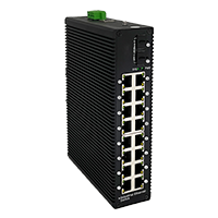 16 Ports Gigabit Industrial PoE+ Switch,with 2 Gigabit SFP Uplink,16 PoE+ Ports@120W power budget, DIN-Rail mount 