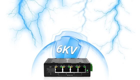 boost-poe-switch-with-sfp-6KV Surge Protection 6KV Surge and 15KV ESD Protection