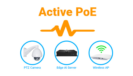 Active PoE Auto-Sensing Hardware-Level Voltage Detection Intelligent active PoE handshake circuitry protecting standard non-PoE PCs, routers, and legacy terminals from over-voltage electrical damage.