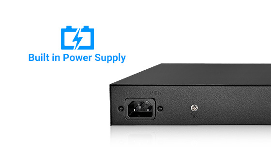 Built-in Universal Wide-Voltage AC 100V-240V Power Module Interior look showing a heavy-duty 100V-240V AC universal internal power module integrated cleanly inside the all-metal switch casing.