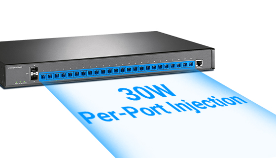 30W Maximum Per-Port Power over Fiber Injection Intelligent software-driven power supply matrix injecting up to 30W max power output per single POF hybrid fiber optical port.