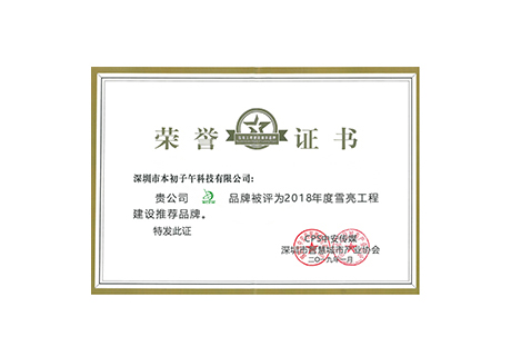 Benchu Group Awarded Recommended Brand for Snow Bright Engineering