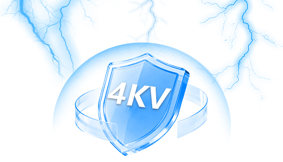 4kV Professional Lightning Surge Protection Built-in 4kV lightning surge protection circuit protecting the ethernet switch and connected equipment from power surges and ESD.